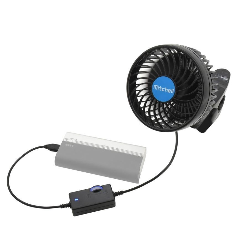 Ventilator med klemme USB 4W/5V sort