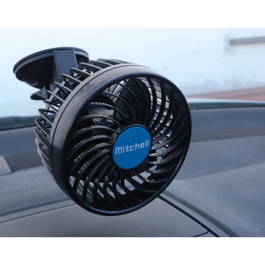 Ventilator med sugekop til bil 9W/12V sort