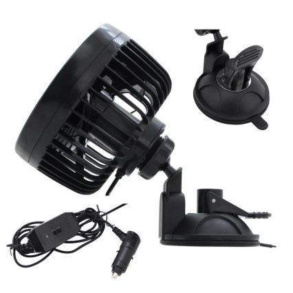 Ventilator med sugekop til bil 9W/12V sort