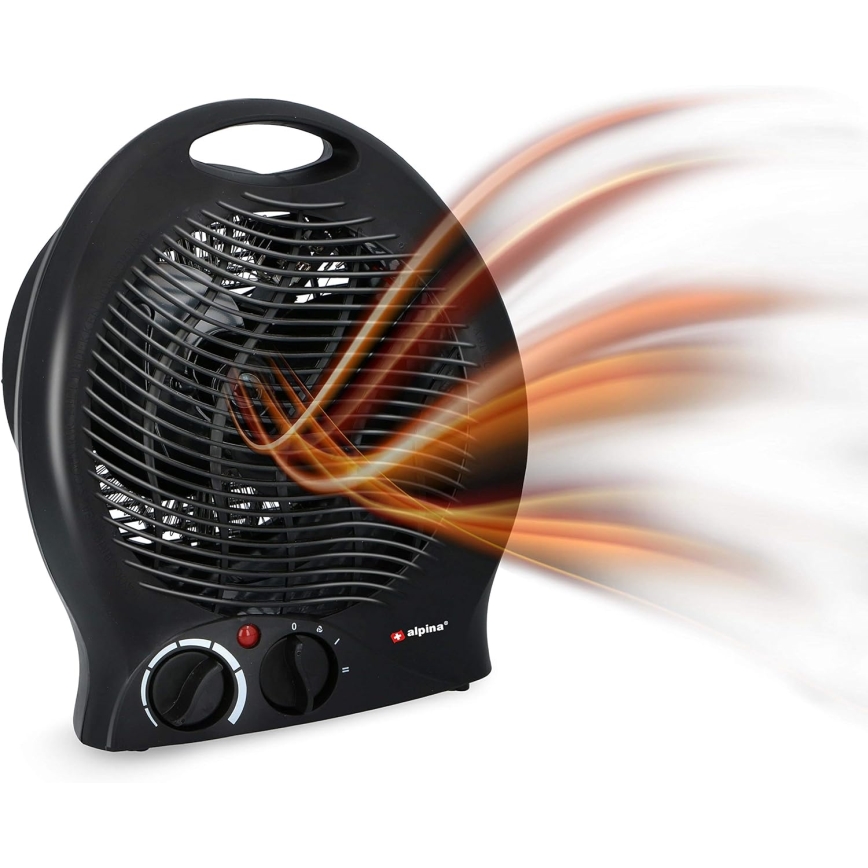 Ventilator med varmeelement 1000/2000W/230V sort