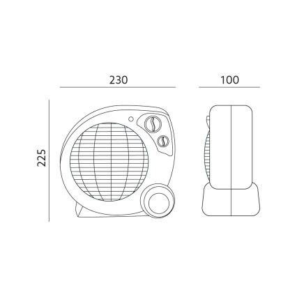 Ventilator med varmeelement ZEFIR 1000/2000W/230V hvid