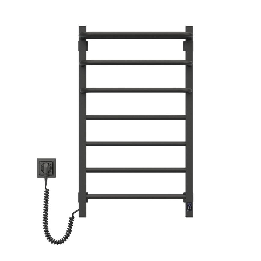 Vertaduro - Elektrisk håndklædetørrer med termostat DOR 155W/230V 80x48 cm IP44 sort venstre