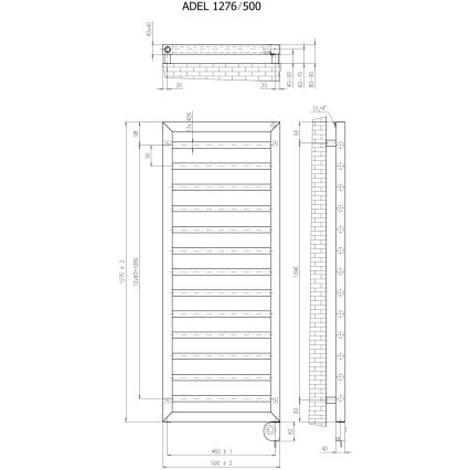 Vertaduro - Badeværelsesradiator med termostat ADEL 600W 128x50 cm taupe