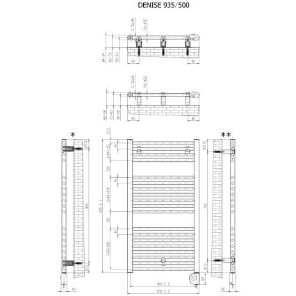 Vertaduro - Badeværelsesradiator med termostat DENISE 400W 94x50 cm hvid