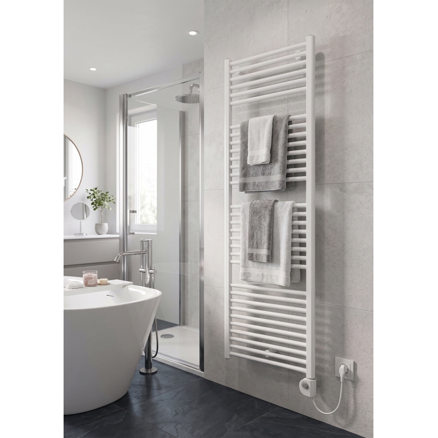 Vertaduro - Badeværelsesradiator med termostat DENISE 600 W 154 x 50 cm hvid