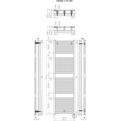 Vertaduro - Badeværelsesradiator med termostat DENISE 800W 178x50 cm sort