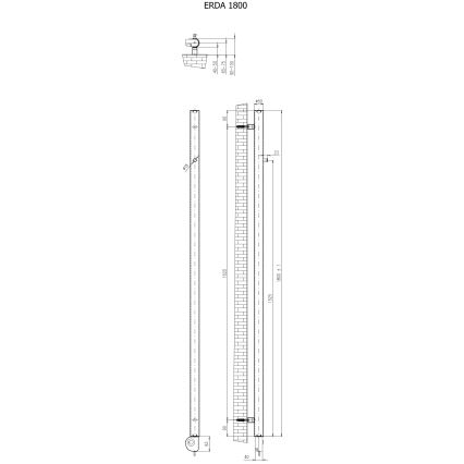 Vertaduro - Badeværelsesradiator med termostat ERDA 400W 180x5 cm hvid