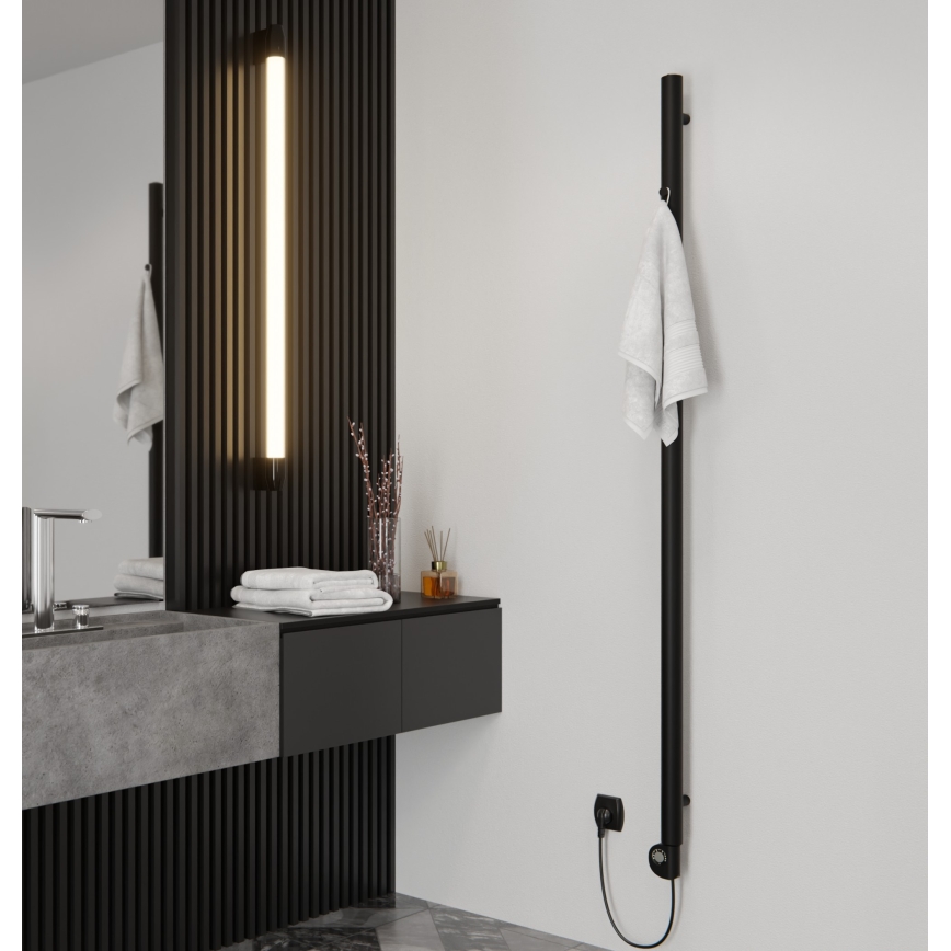 Vertaduro - Badeværelsesradiator med termostat ERDA 400W 180x5 cm sort