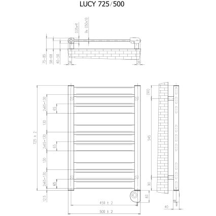 Vertaduro - Badeværelsesradiator med termostat LUCY 400W 73x50 cm sort