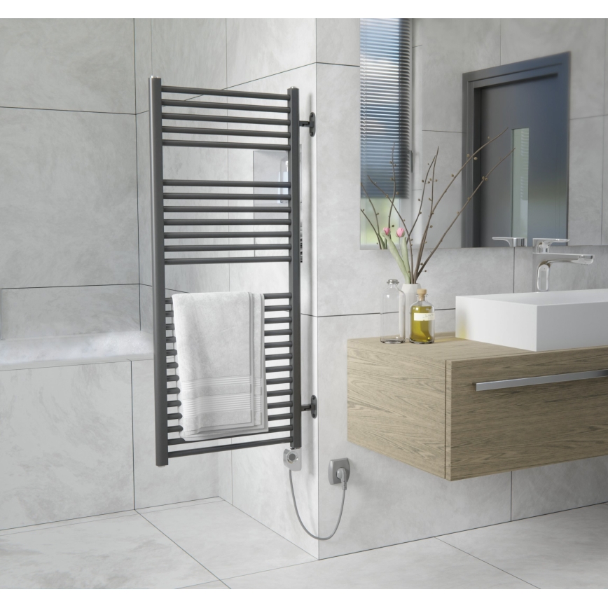 Vertaduro - Badeværelsesradiator med termostat MEG 600W 118x50 cm antracit