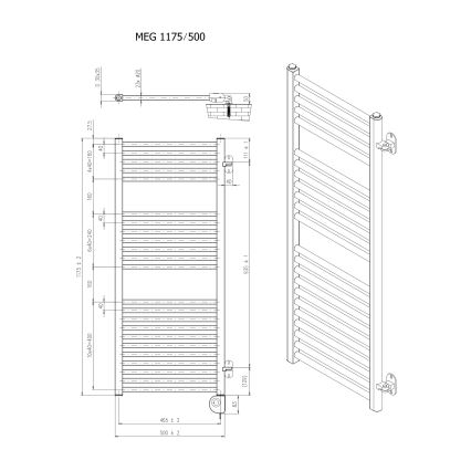 Vertaduro - Badeværelsesradiator med termostat MEG 600W 118x50 cm antracit