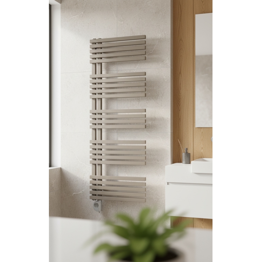 Vertaduro - Badeværelsesradiator med termostat MICHELLE 600W 129x50 cm taupe