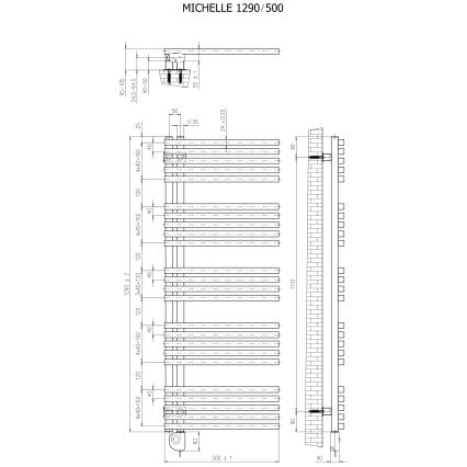 Vertaduro - Badeværelsesradiator med termostat MICHELLE 600W 129x50 cm taupe