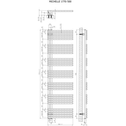 Vertaduro - Badeværelsesradiator med termostat MICHELLE 900W 177x50 cm taupe