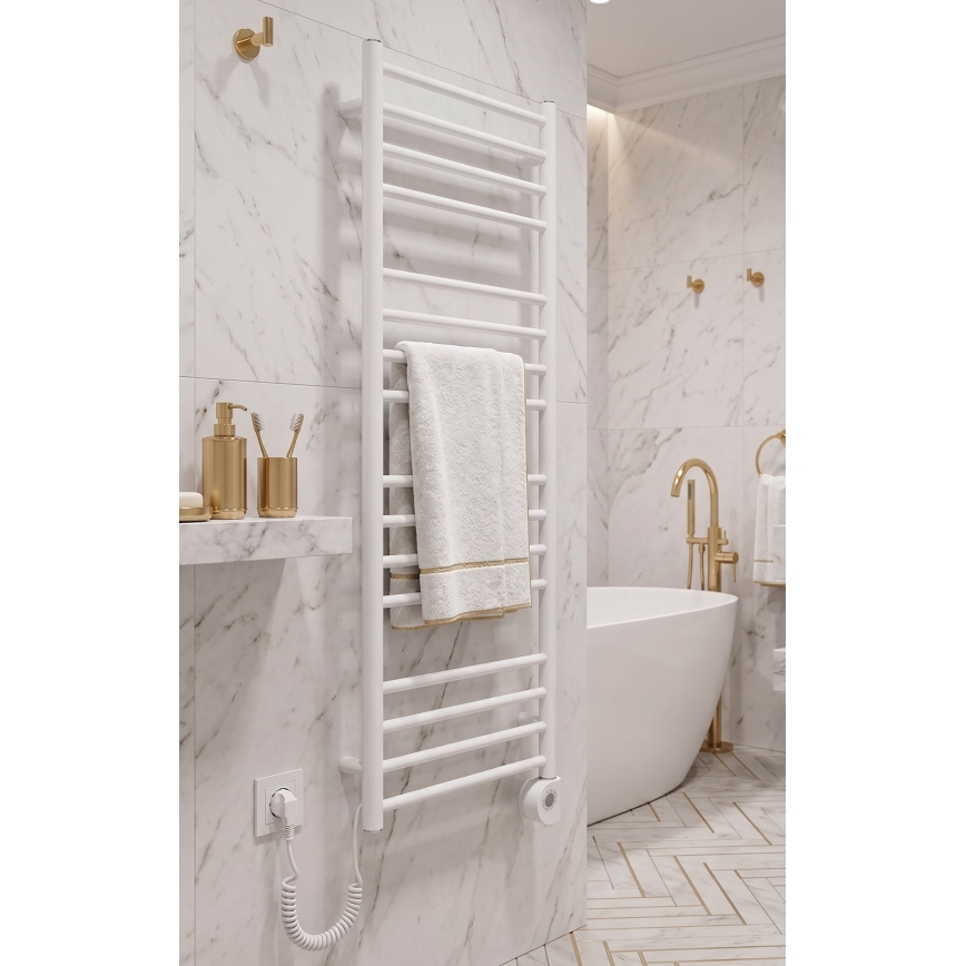 Vertaduro - Badeværelsesradiator med termostat SIMONE 400 W 114 x 50 cm hvid