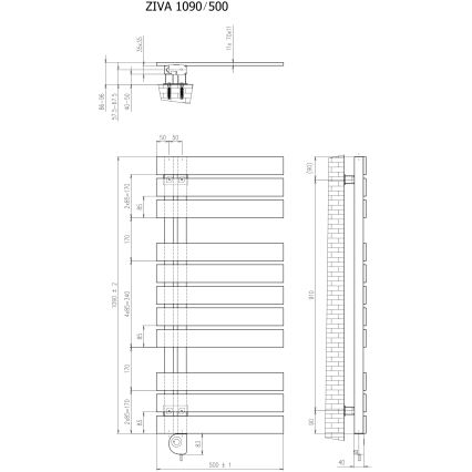 Vertaduro - Badeværelsesradiator med termostat ZIVA 500W 109x50 cm hvid