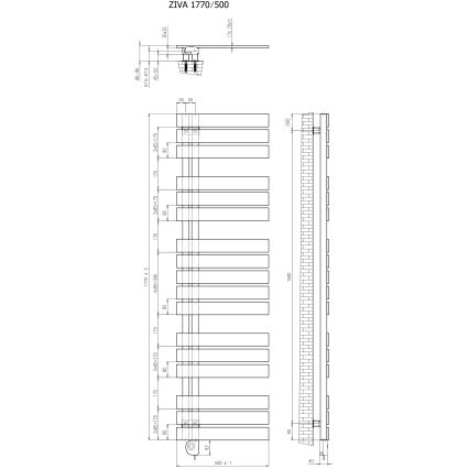 Vertaduro - Badeværelsesradiator med termostat ZIVA 800W 177x50 cm hvid