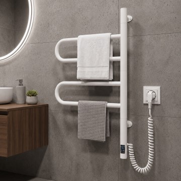 Vertaduro - Elektrisk drejbar håndklædetørrer med termostat ELA 60W/230V 65x49 cm IP44 hvid