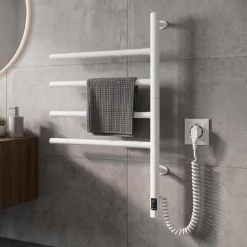 Vertaduro - Elektrisk drejelig håndklædetørrer med termostat ARA 60W/230V 65x49 cm IP44 hvid