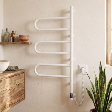 Vertaduro - Elektrisk drejelig håndklædetørrer med termostat ELA 120W/230V 80x49 cm IP44 hvid