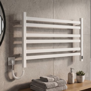 Vertaduro - Elektrisk håndklædetørrer med termostat AVA 181W/230V 50x90 cm IP44 hvid venstre