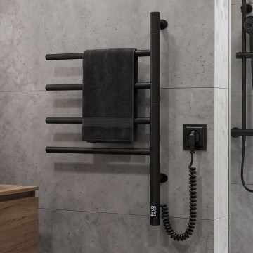 Vertaduro - Elektrisk roterende håndklædetørrer med termostat ARA 60W/230V 65x49 cm IP44 sort