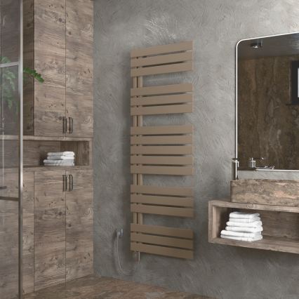 Vertaduro - ZIVA badeværelsesradiator med termostat, 800 W, 177 x 50 cm, taupe