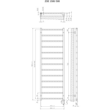 Vertaduro - ZOE badeværelsesradiator med termostat 400W 150x50 cm taupe
