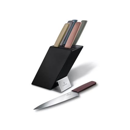 Victorinox -Køkkenknivsæt i knivblok SWISS MODERN 7 dele bøg/multifarvet