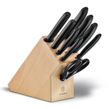 Victorinox - SWISS CLASSIC 10-delt sæt køkkenknive i knivblok, bøgetræ/beige