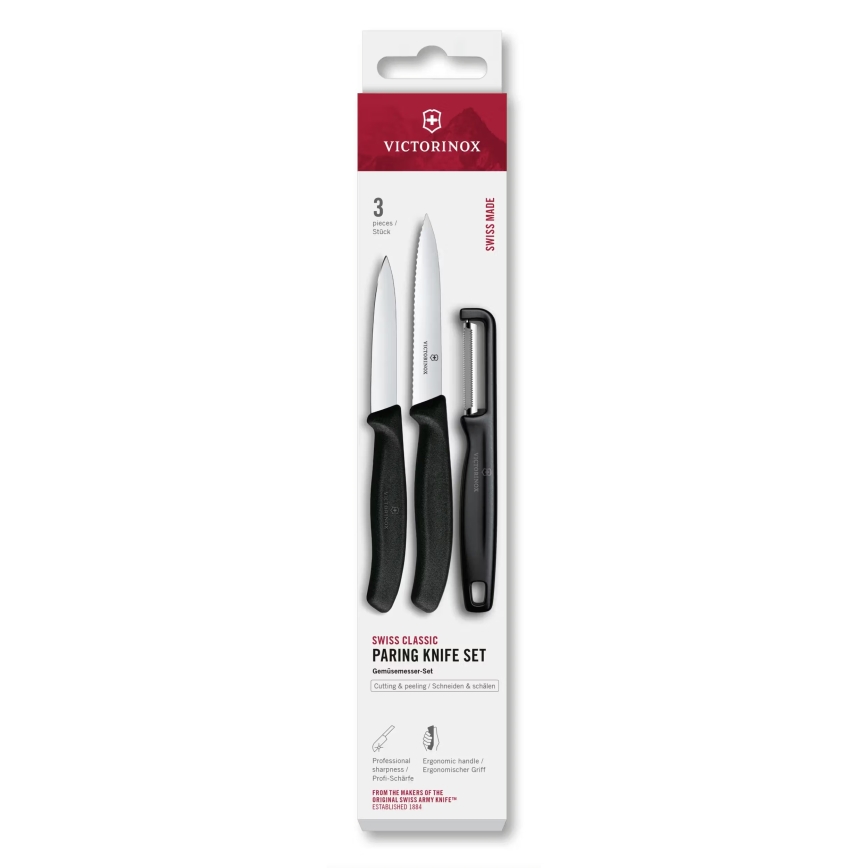 Victorinox - SWISS CLASSIC 3-delt køkkensæt med skræller, sort