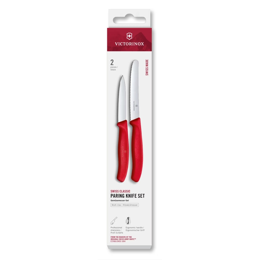 Victorinox - SWISS CLASSIC sæt med 2 grøntsagsknive, røde
