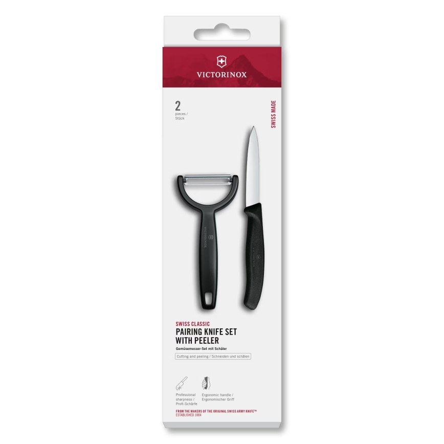 Victorinox - SWISS CLASSIC sæt med køkkenkniv og skræller, sort