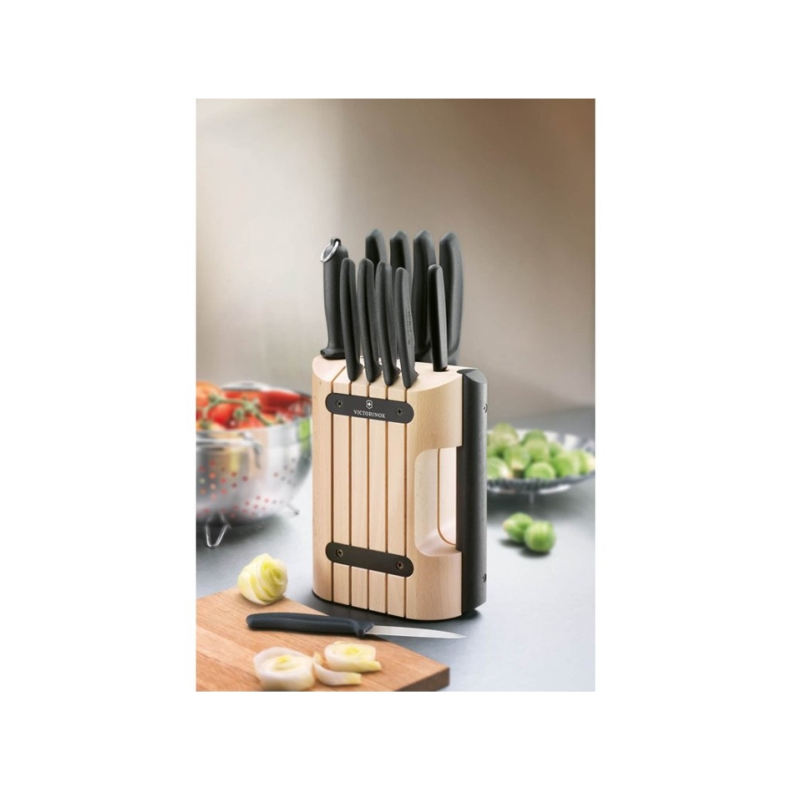 Victorinox - Sæt af køkkenknive i knivblok SWISS CLASSIC, 12 dele, bøg/beige