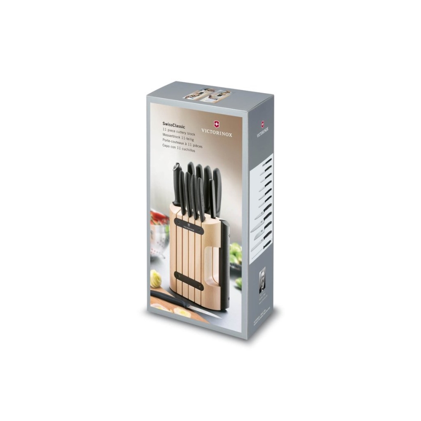 Victorinox - Sæt af køkkenknive i knivblok SWISS CLASSIC, 12 dele, bøg/beige