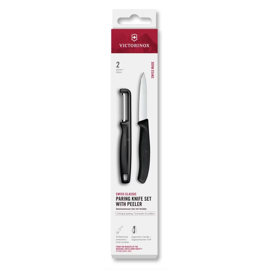 Victorinox - Sæt med køkkenkniv og skræller SWISS CLASSIC, sort