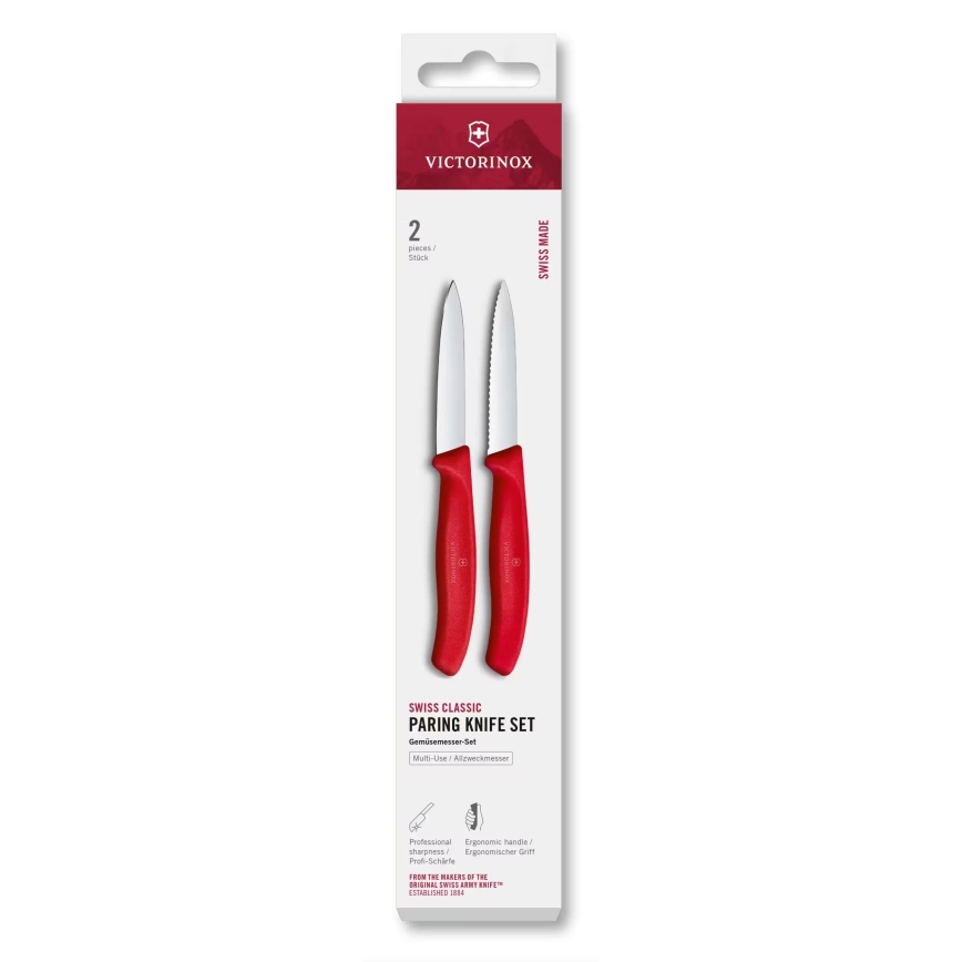 Victorinox - Sæt med køkkenknive til grøntsager SWISS CLASSIC 8 cm, 2 stk., rød