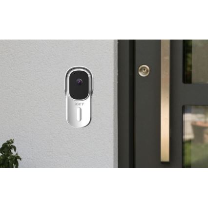 Video dørklokke med bevægelsessensor Full HD 1080p 5200 mAh IP65 Wi-Fi Tuya hvid