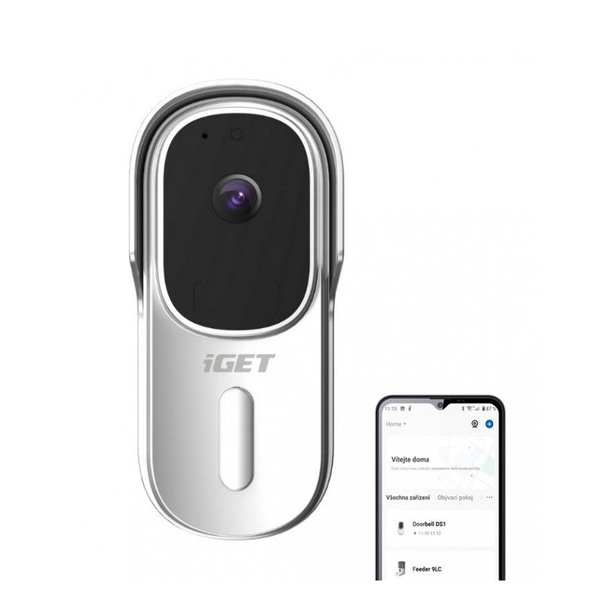 Video dørklokke med bevægelsessensor Full HD 1080p 5200 mAh IP65 Wi-Fi Tuya hvid