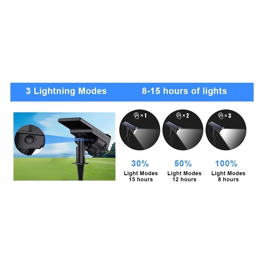 Viking - LED solcellelampe LED/1W/3,7V IP65 6000K 2200 mAh
