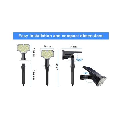 Viking - LED solcellelampe LED/1W/3,7V IP65 6000K 2200 mAh