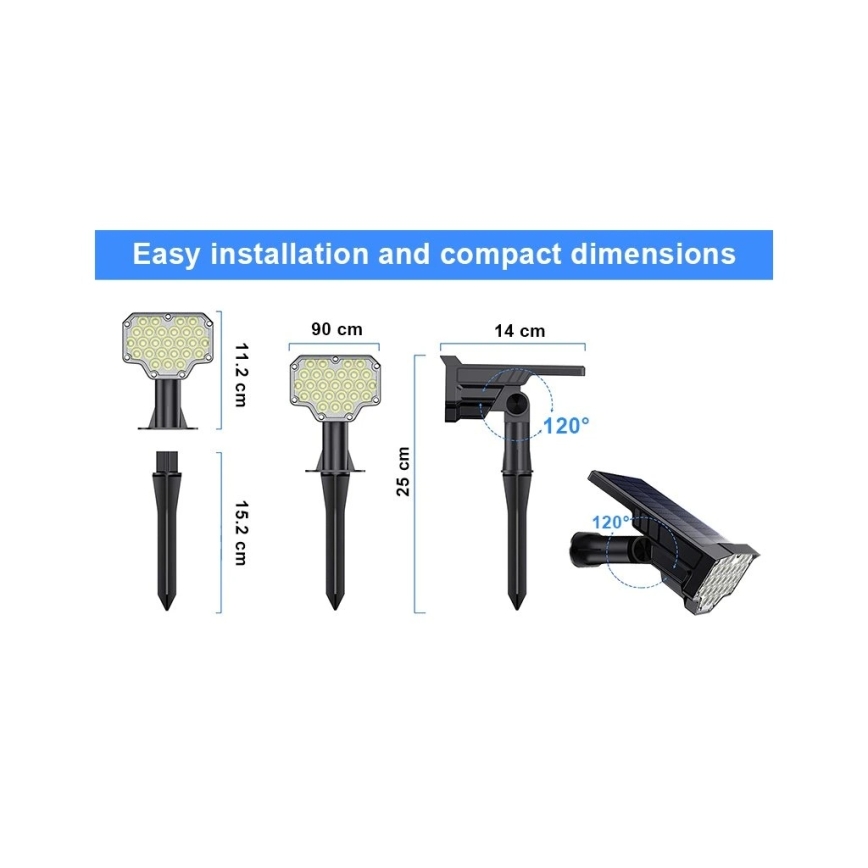 Viking - LED solcellelampe LED/1W/3,7V IP65 6000K 2200 mAh