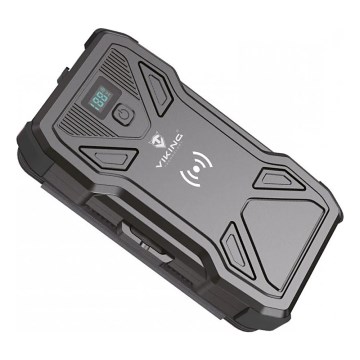 Viking - Powerbank med indbygget LED-lommelygte, trådløs opladning og solpanel, Power Delivery 22,5 W / 10000 mAh