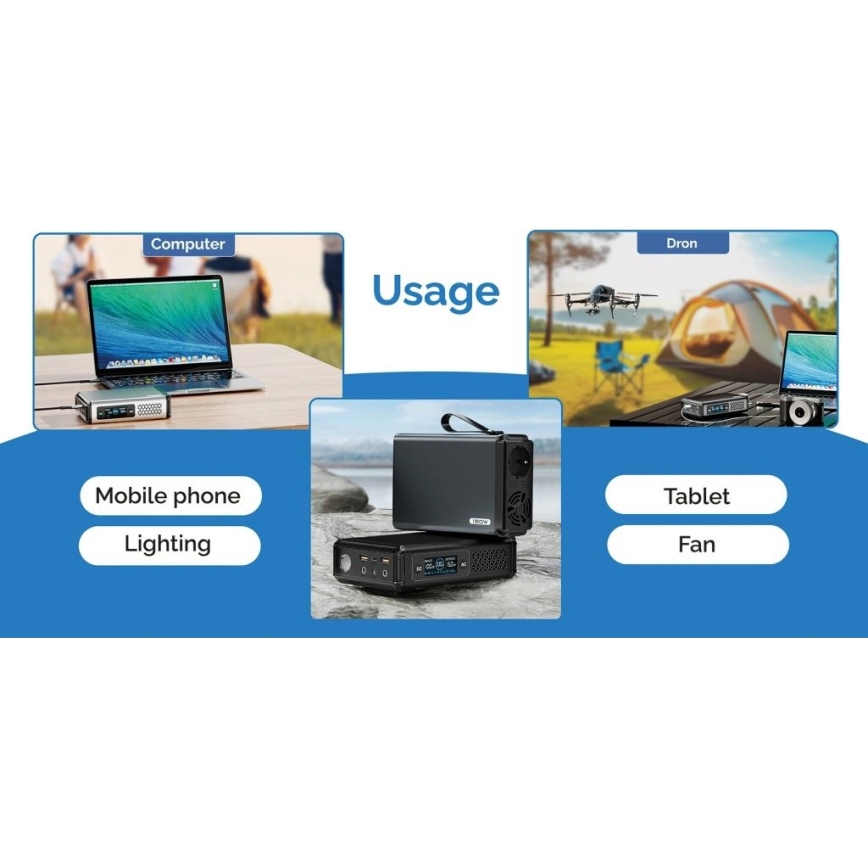 Viking - Powerbank med LED-display og Power Delivery 10000 mAh