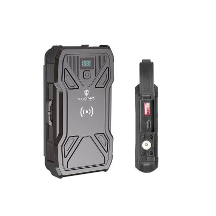 Viking - Powerbank med indbygget LED-lommelygte, trådløs opladning og solpanel, Power Delivery 22,5 W / 10000 mAh