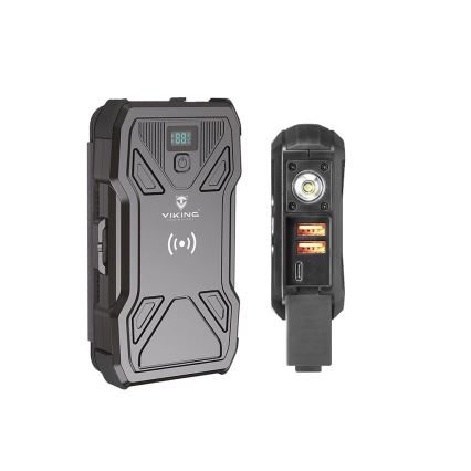 Viking - powerbank med LED-lommelygte, trådløs opladning og solpanel Power Delivery 22,5W/20000 mAh