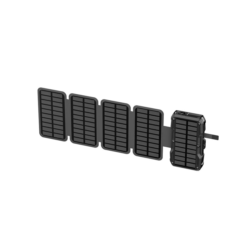Viking - powerbank med LED-lommelygte, trådløs opladning og solpanel Power Delivery 22,5W/20000 mAh