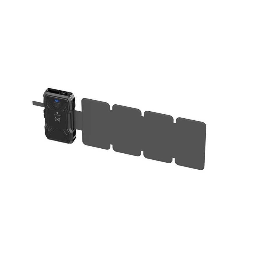 Viking - powerbank med LED-lommelygte, trådløs opladning og solpanel Power Delivery 22,5W/20000 mAh