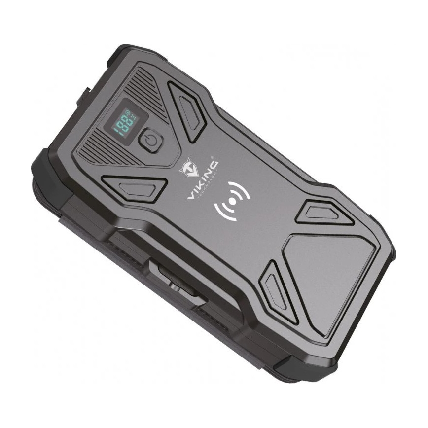 Viking - powerbank med LED-lommelygte, trådløs opladning og solpanel Power Delivery 22,5W/20000 mAh