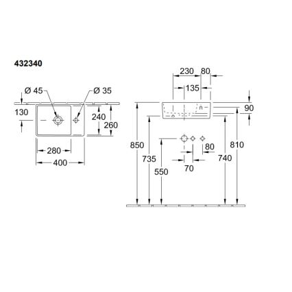 Villeroy & Boch 43234001 - Væghængt håndvask MEMENTO 40x26 cm keramik/hvid